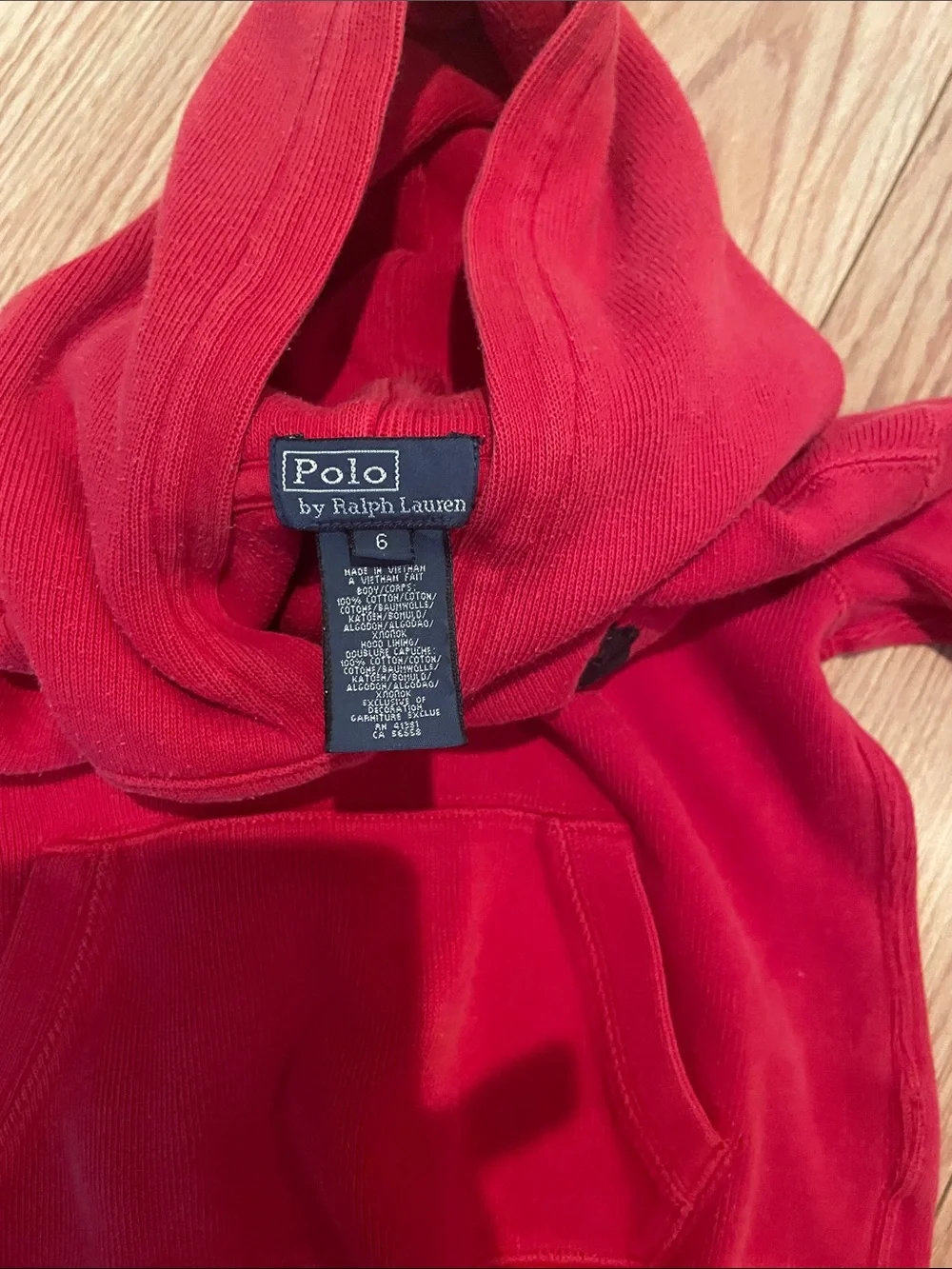 Ralph Lauren Red Kids Hoodie with Black Polo Pony